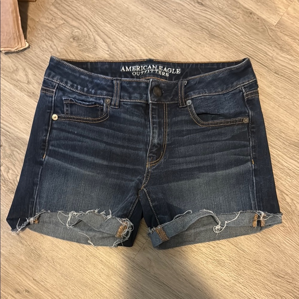 American Eagle Outfitters Blue Jean Shorts Distressed Hem